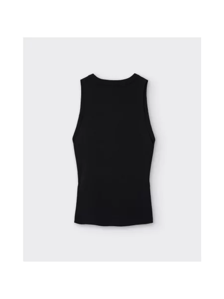 Top Diesel z dekoltem w serek na ramiączkach żakardowy czarny