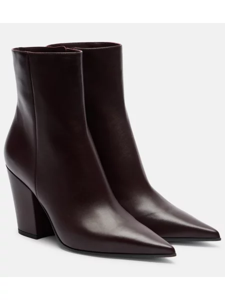 Cizme scurte Gianvito Rossi din piele bordo