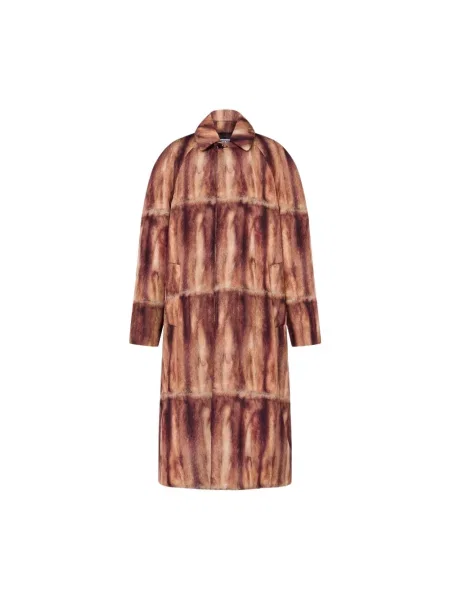 Pikowany płaszcz Moschino z nadrukiem brązowy