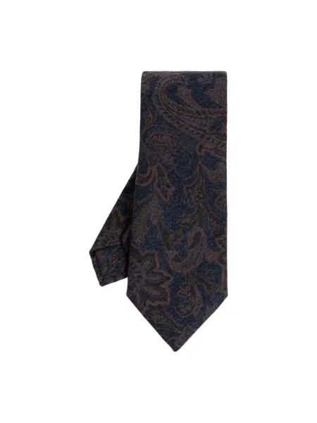 Krawat Etro z wzorem paisley żakardowy niebieski