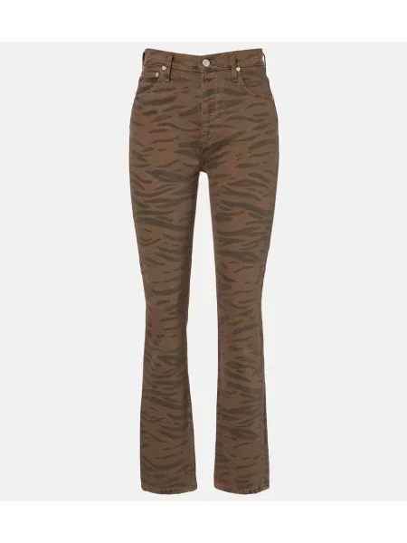 Jeansy dzwony Citizens Of Humanity z nadrukiem w zebrę dzwony zielone