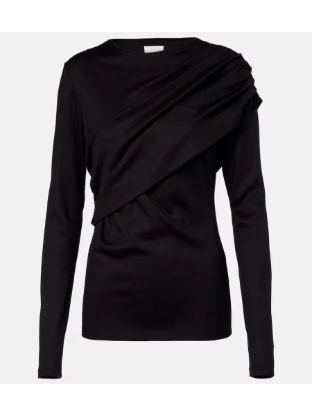 Top Isabel Marant de lână drapat negru