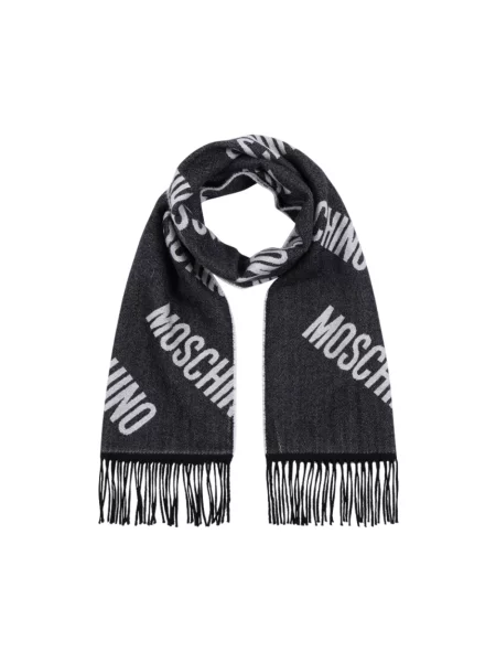 Moschino Akcesoria unisex ONE SIZE Wełna Wełniany szal żakardowy czarny