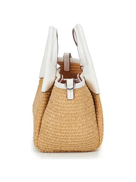 Geantă shopper Emporio Armani de paie bej