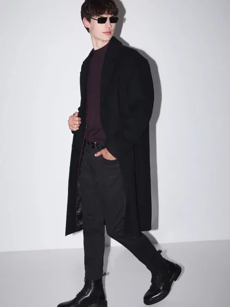 Medicine palton din lana negru