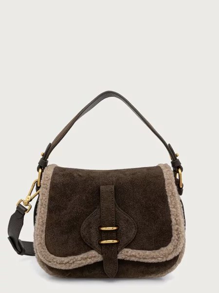Coccinelle geantă crossbody pentru femei din piele întoarsă verde