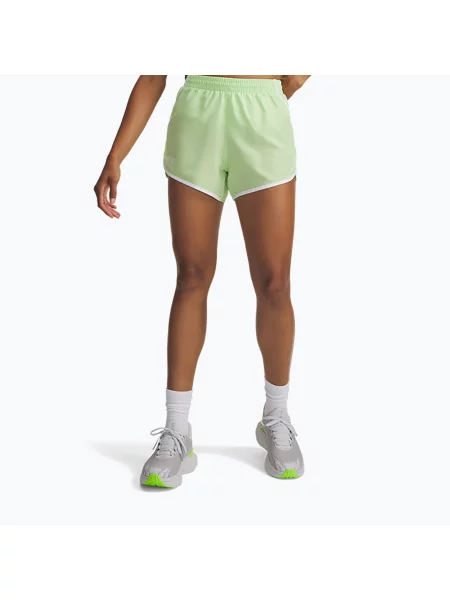 Pantaloni scurți de alergare pentru femei Under Armour Fly By 3" lumos lime/white alb