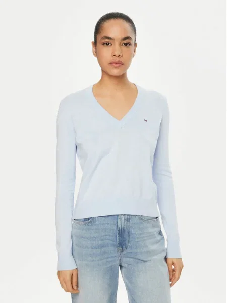 Tommy Jeans Pulover Essential celest albastru