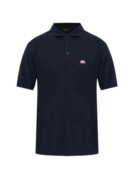 Tricou polo Etro cu broderie albastru