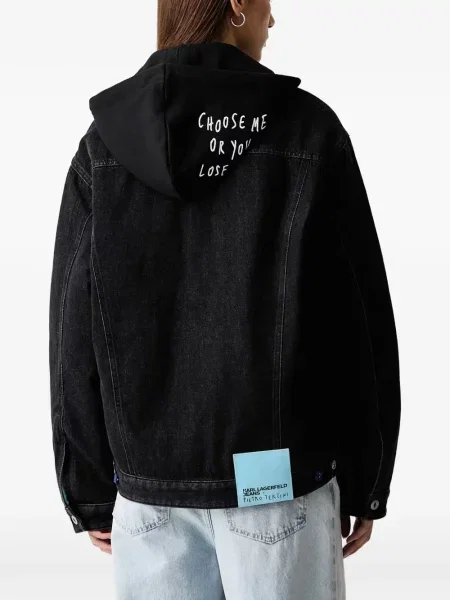 Traper jakna Karl Lagerfeld Jeans s kapuljačom crna