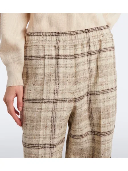 Pantaloni Brunello Cucinelli de mătase bej