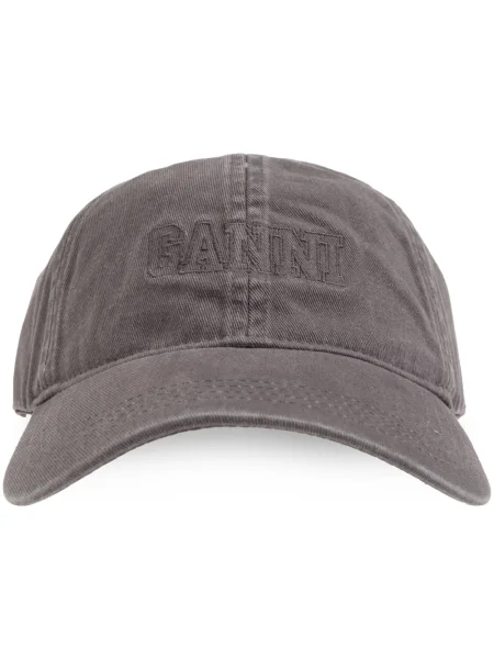 Șapcă Ganni cu broderie gri