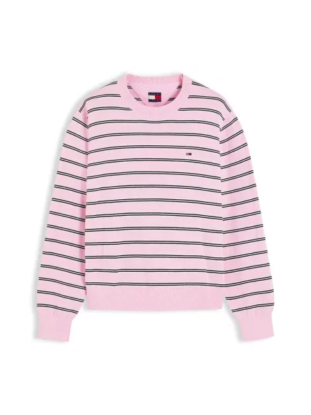Tommy Jeans Pulover Essential roz / roșu intens / negru alb
