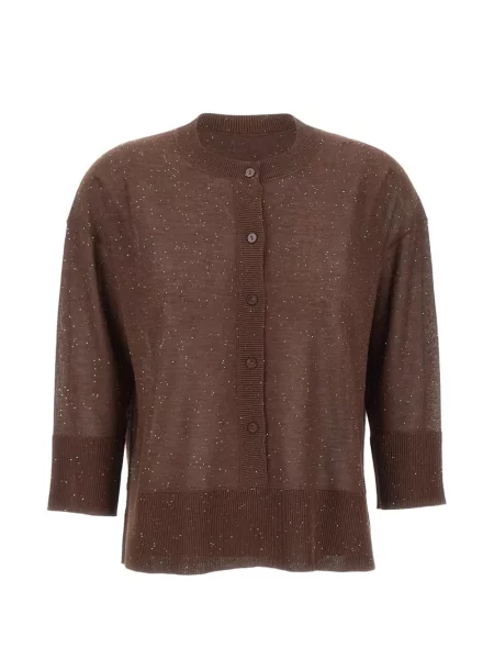 Kardigan Kangra z cekinami brązowy