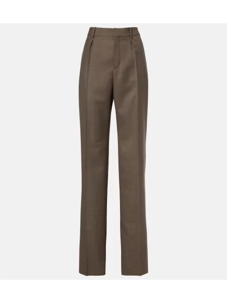 Pantaloni Saint Laurent de lână maro