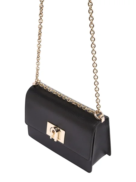 Furla De piele geantă pe umăr Furla MINI negru