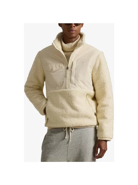 Bluza polarowa Ralph Lauren Hybrid z półzamkiem kremowy XXL biały