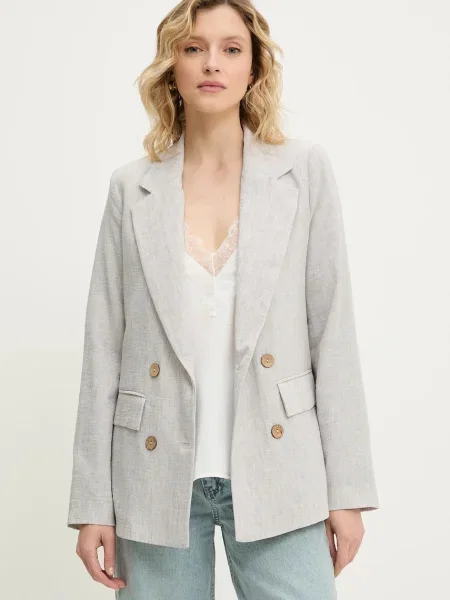 Answear Lab marynarka dwurzędowa gładka szary