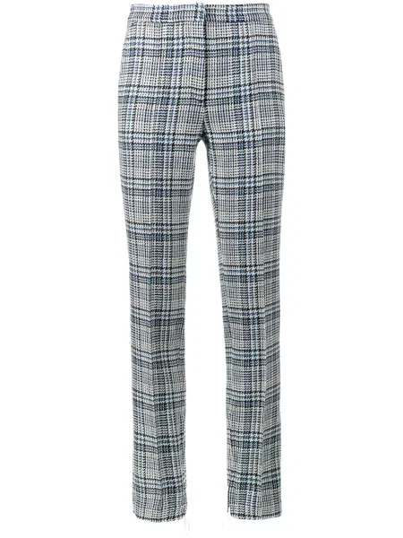 Pantaloni Off-white cu talie înaltă în carouri alb