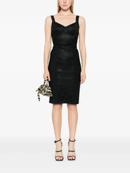 Květinové krajkové oblekové šaty Dolce & Gabbana černé