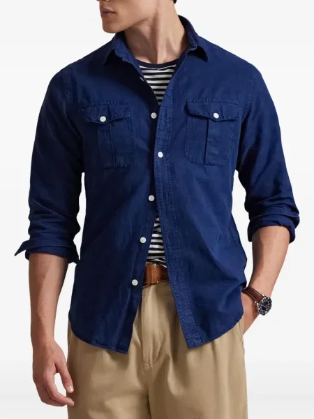 Prugasta lanena šilterica Polo Ralph Lauren bijela