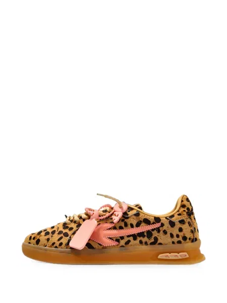 Sneakerși Off-white cu imagine cu model leopard alb