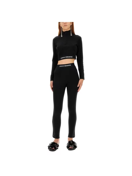 Golf longsleeve Rabanne z długim rękawem o krotszym kroju czarny