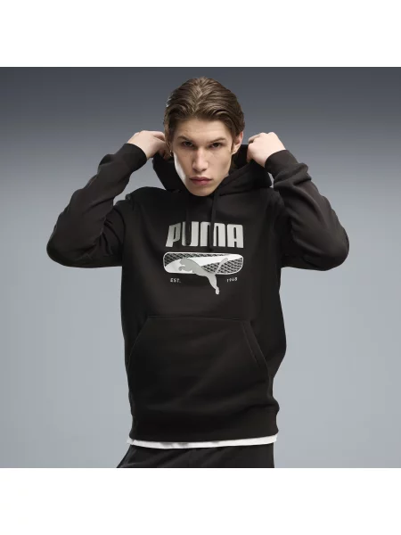 MÄ™ska dzianinowa bluza z kapturem PUMA Sport Logo Play OdzieÅ¼ S czarny