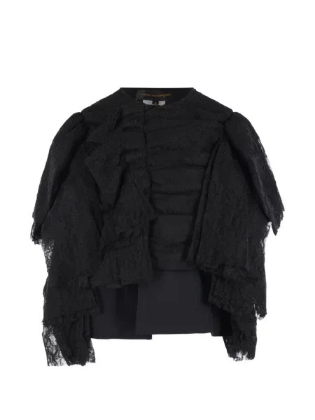 Geacă Comme Des Garçons cu volane din dantelă negru