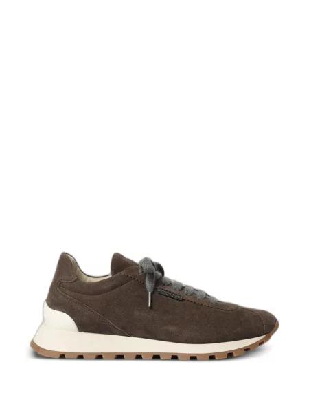 Sneakerși Brunello Cucinelli din piele de căprioară maro