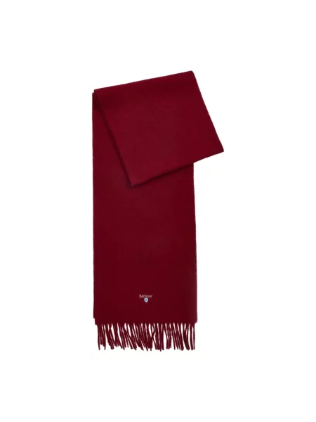 Barbour szalik wełniany gładki czerwony