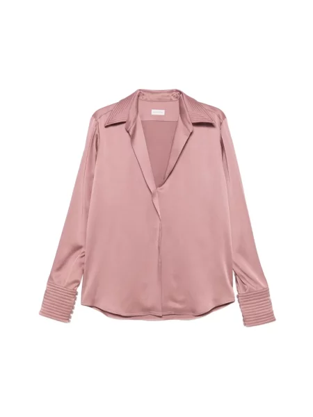 Długa bluzka Dries Van Noten z dekoltem w serek z długim rękawem różowa