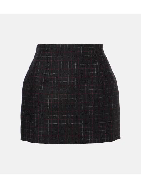 Fustă Wardrobe.nyc de lână în carouri negru