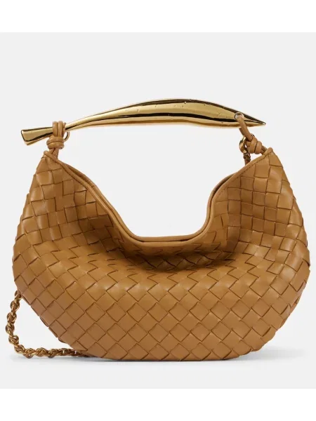 Usnjena torbica z verigo Bottega Veneta Handle rjava