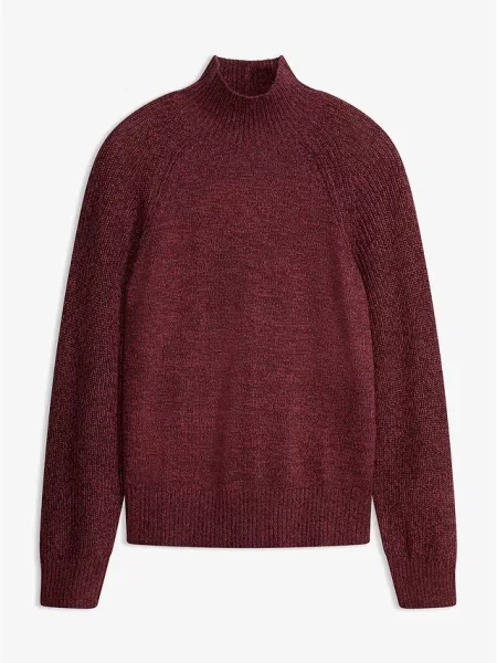 Sweter z grubej dzianiny ze stójką czerwony