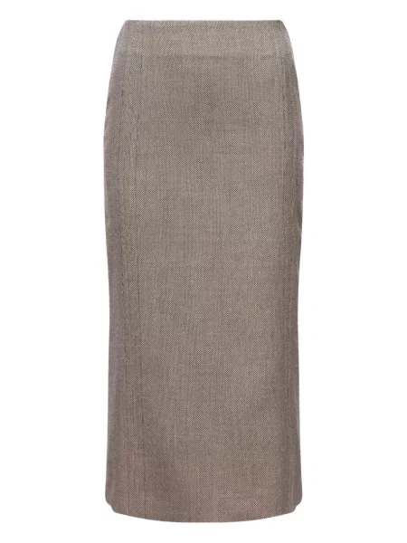 Fustă midi Mm6 Maison Margiela până la genunchi cu crăpătură maro