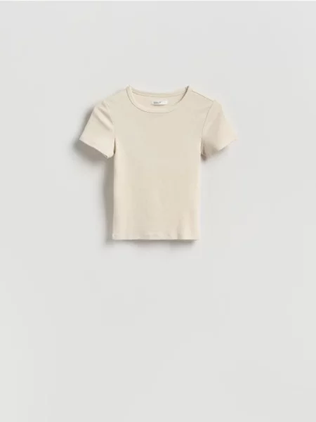 Reserved Tricou slim fit cu adaos de modal nude