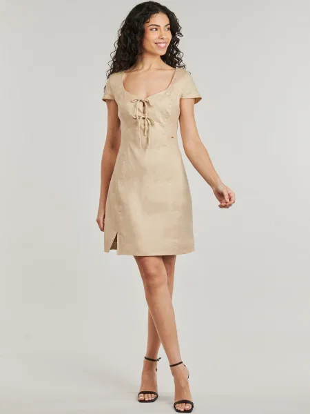 Rochie mini Guess cu funde de in bej
