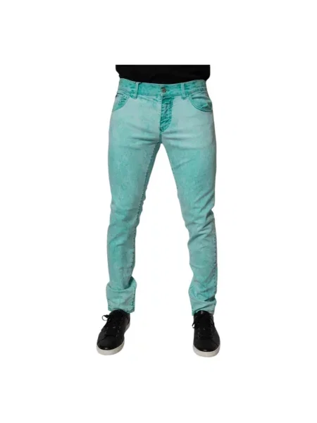 Skinny jeansy skinny Dolce And Gabbana wiązane zielone