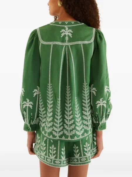 Pantaloni scurți Farm Rio cu broderie verde