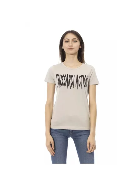 Koszulka Trussardi z krótkim rękawem beżowa