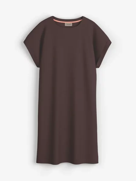 Sukienka T-shirtowa z grubszej dzianiny interlock z czystej bawełny brązowa