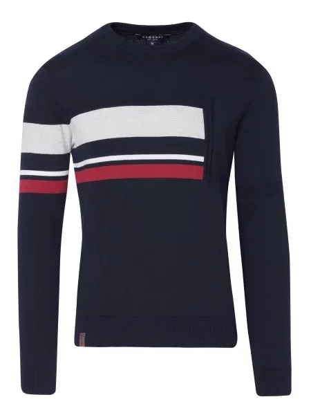 KOROSHI Pulover bleumarin / roșu alb