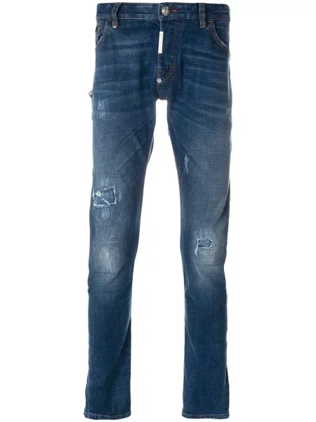 Τζιν Philipp Plein με φθαρμένο εφέ μπλε