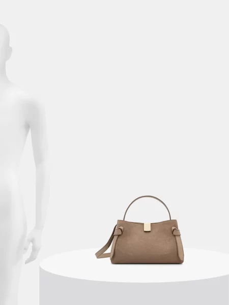 Yuzefi чанта crossbody дамска от велур GYOZA MINI бежово