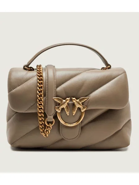 Pinko De piele geantă pe umăr Love Classic Puff bej