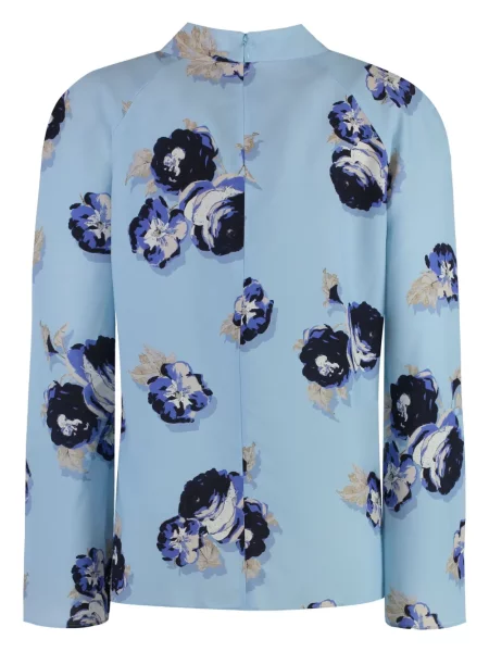 Bluză St. John cu model floral cu imagine albastru
