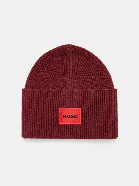 Hugo Akcesoria Mężczyzna ONE SIZE Logo Ribbed Beanie czerwony