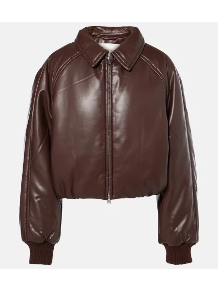 Jeździć na nartach kurtka narciarska Agolde skórzana brązowa