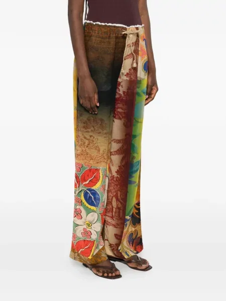 Pantaloni palazzo 120% Lino cu imagine maro